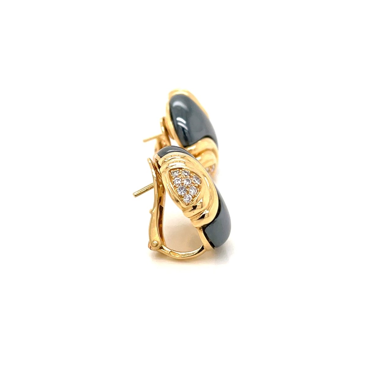 Bulgari Diamond Hematite 18 Karat Yellow Gold Earrings - Castafiore