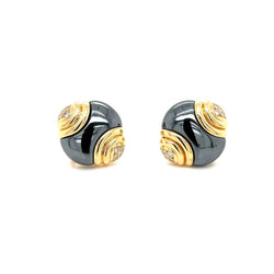 Bulgari Diamond Hematite 18 Karat Yellow Gold Earrings - Castafiore