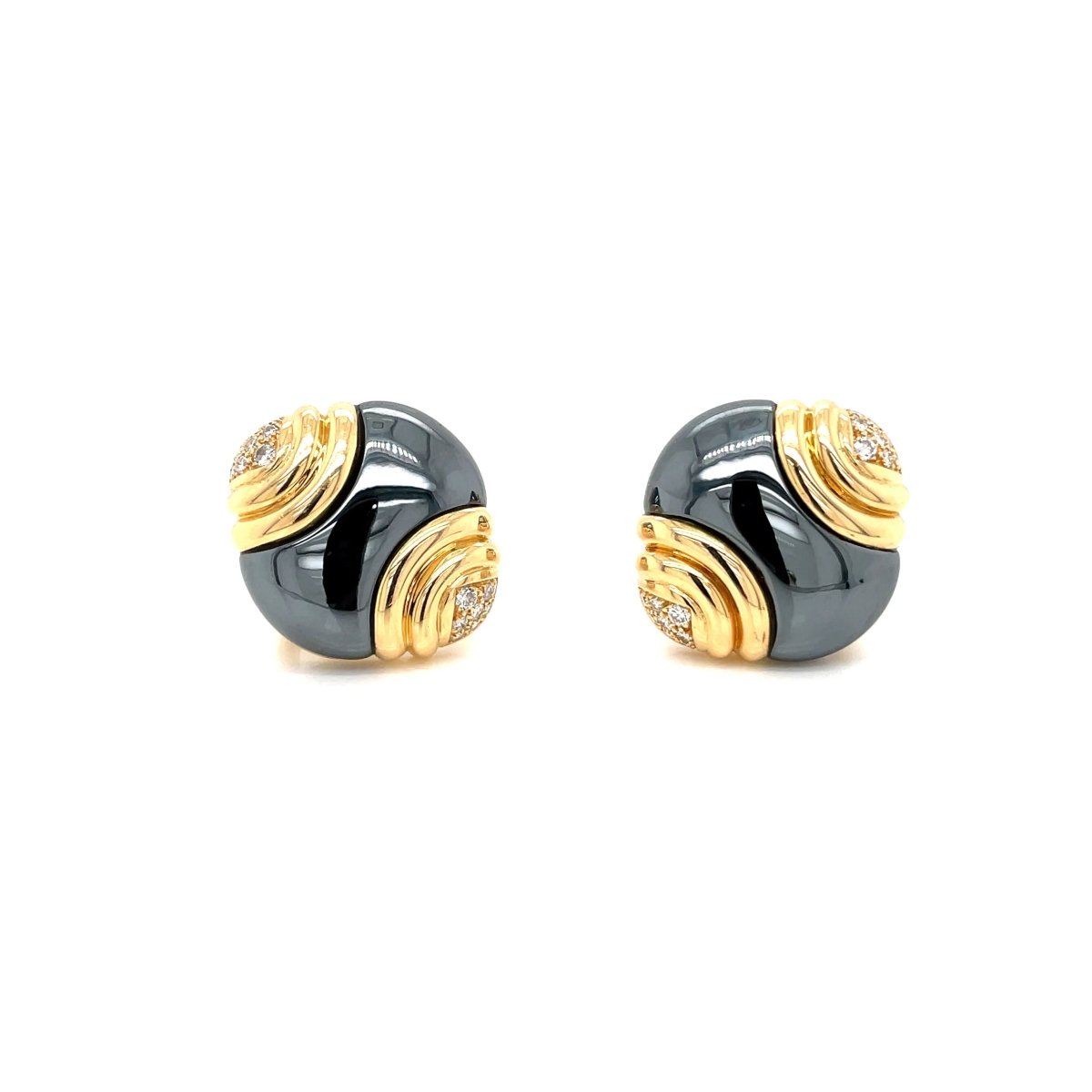 Bulgari Diamond Hematite 18 Karat Yellow Gold Earrings - Castafiore