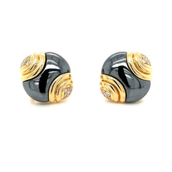 Bulgari Diamond Hematite 18 Karat Yellow Gold Earrings - Castafiore