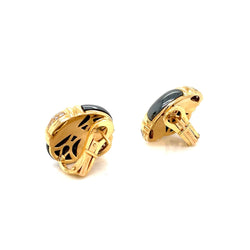 Bulgari Diamond Hematite 18 Karat Yellow Gold Earrings - Castafiore