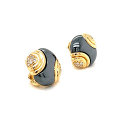 Bulgari Diamond Hematite 18 Karat Yellow Gold Earrings - Castafiore