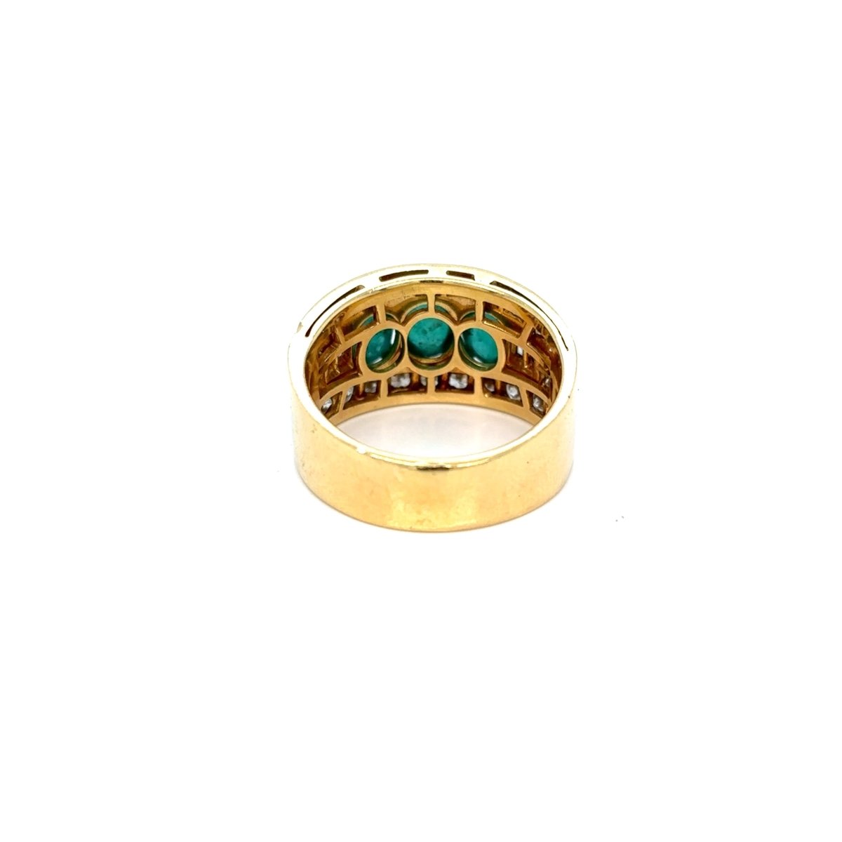 Bulgari Emerald Diamond Trombino Gold ring, CA. 1970s - Castafiore
