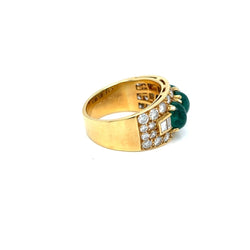 Bulgari Emerald Diamond Trombino Gold ring, CA. 1970s - Castafiore