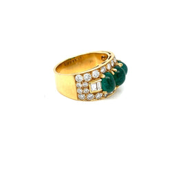 Bulgari Emerald Diamond Trombino Gold ring, CA. 1970s - Castafiore