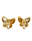 Bulgari Farfalle Boucles d'oreilles papillon en or blanc et jaune avec diamants - Castafiore