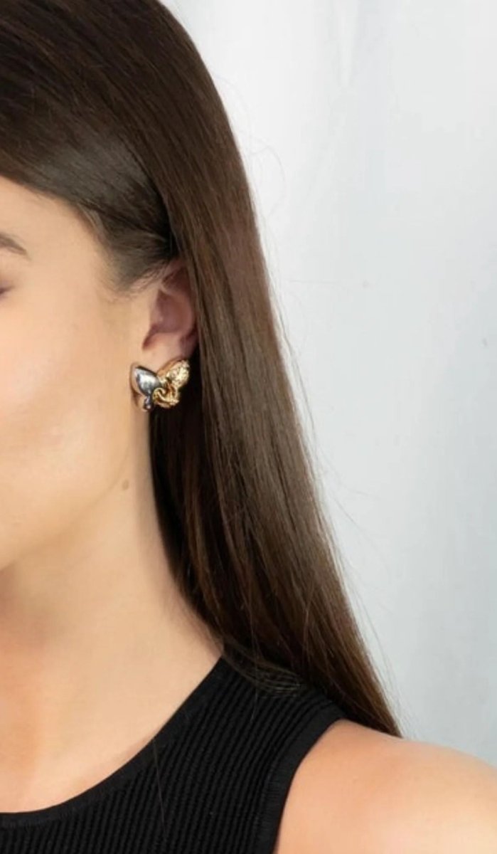 Bulgari Farfalle Diamond White and Yellow Gold Butterfly Clip - On Earrings - Castafiore