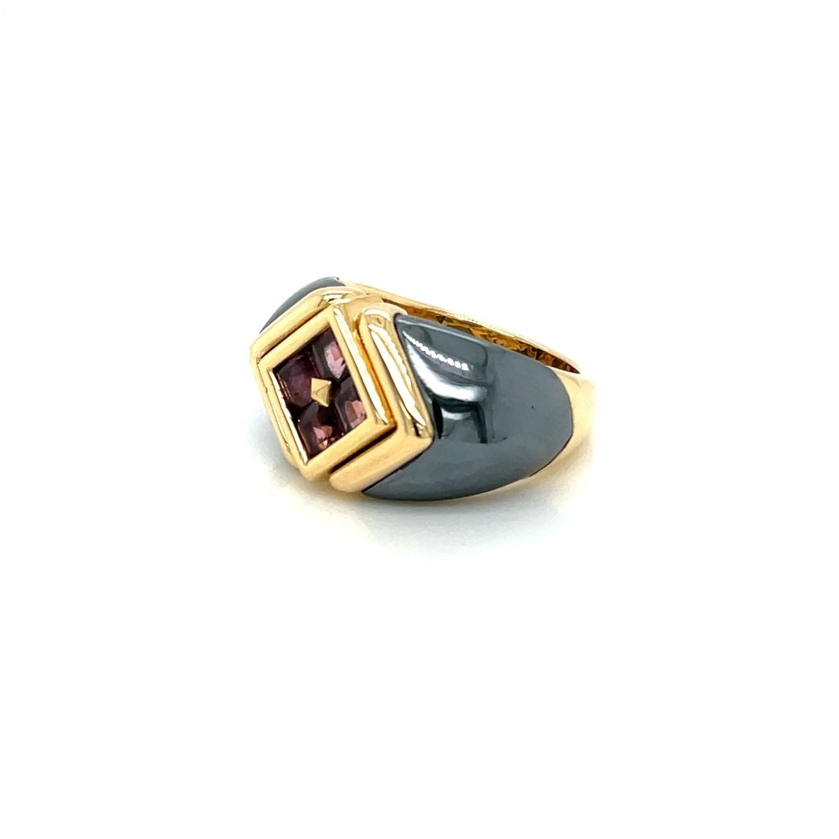 Bulgari Hematite & Tourmaline Gold Ring - Castafiore