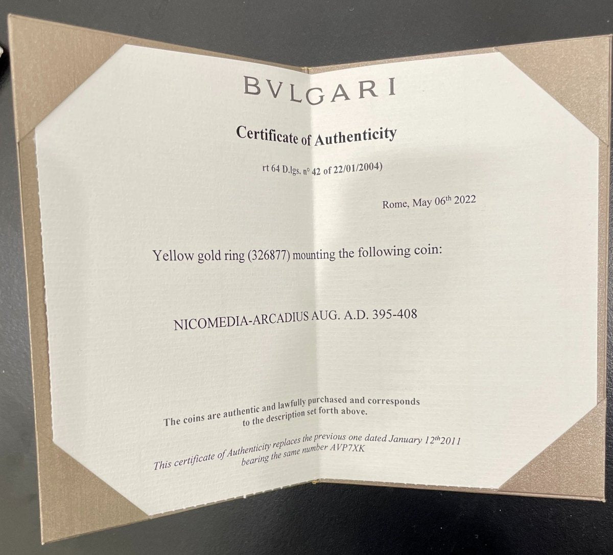 Bulgari Monete Ancient Coin Gold Flip Ring - Castafiore