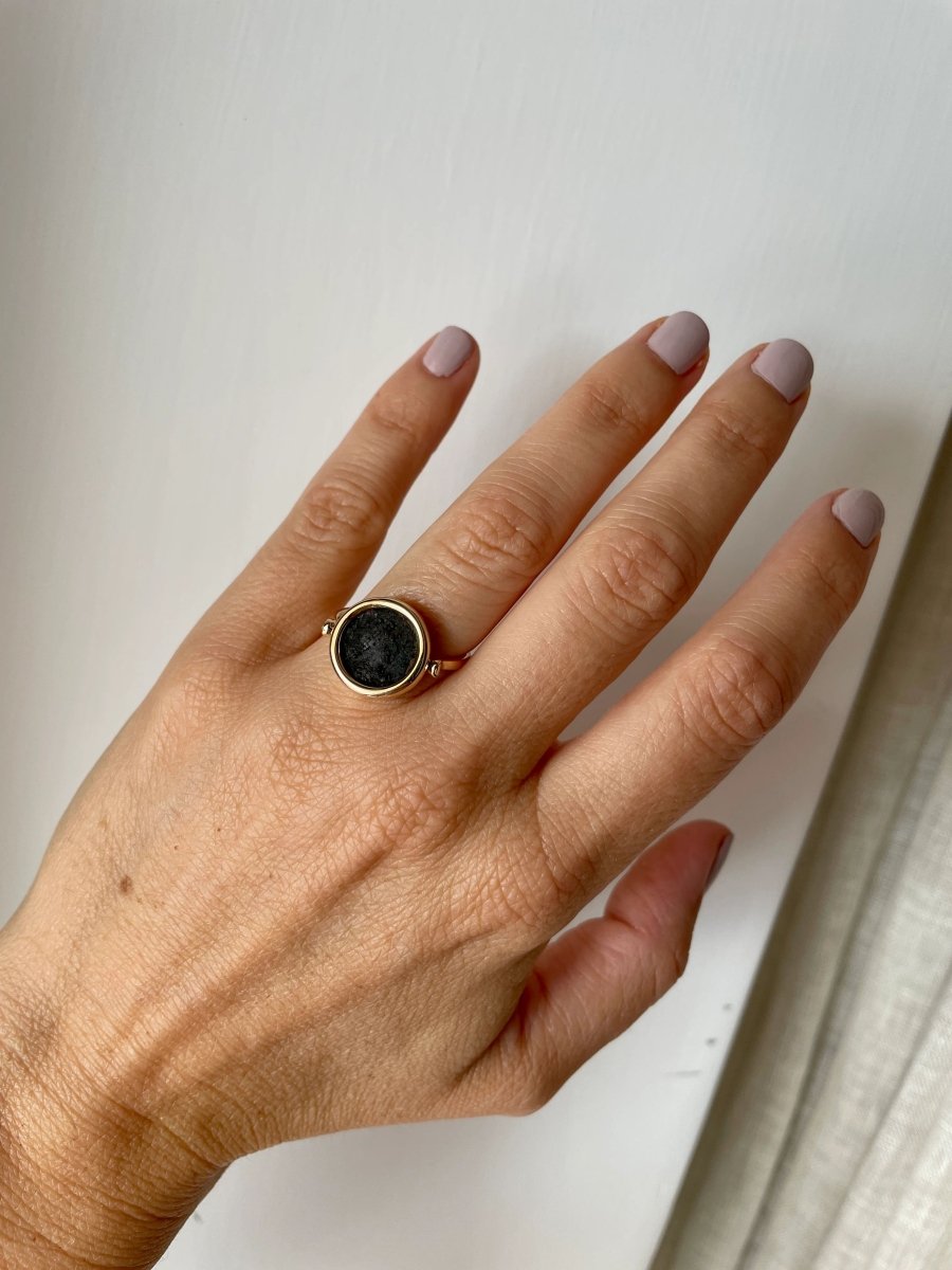 Bulgari Monete Ancient Coin Gold Flip Ring - Castafiore