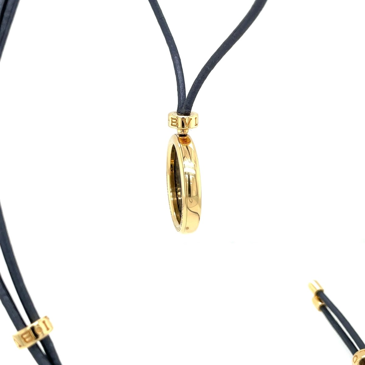 Bulgari Monete Constantinus Coin Black Lace Yellow Gold Pendant Necklace - Castafiore