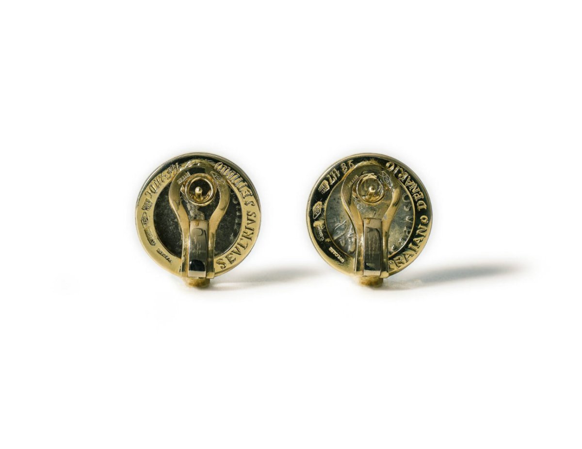 Bulgari Monete Gold Rare Ancient Silver Coin Earrings - Castafiore