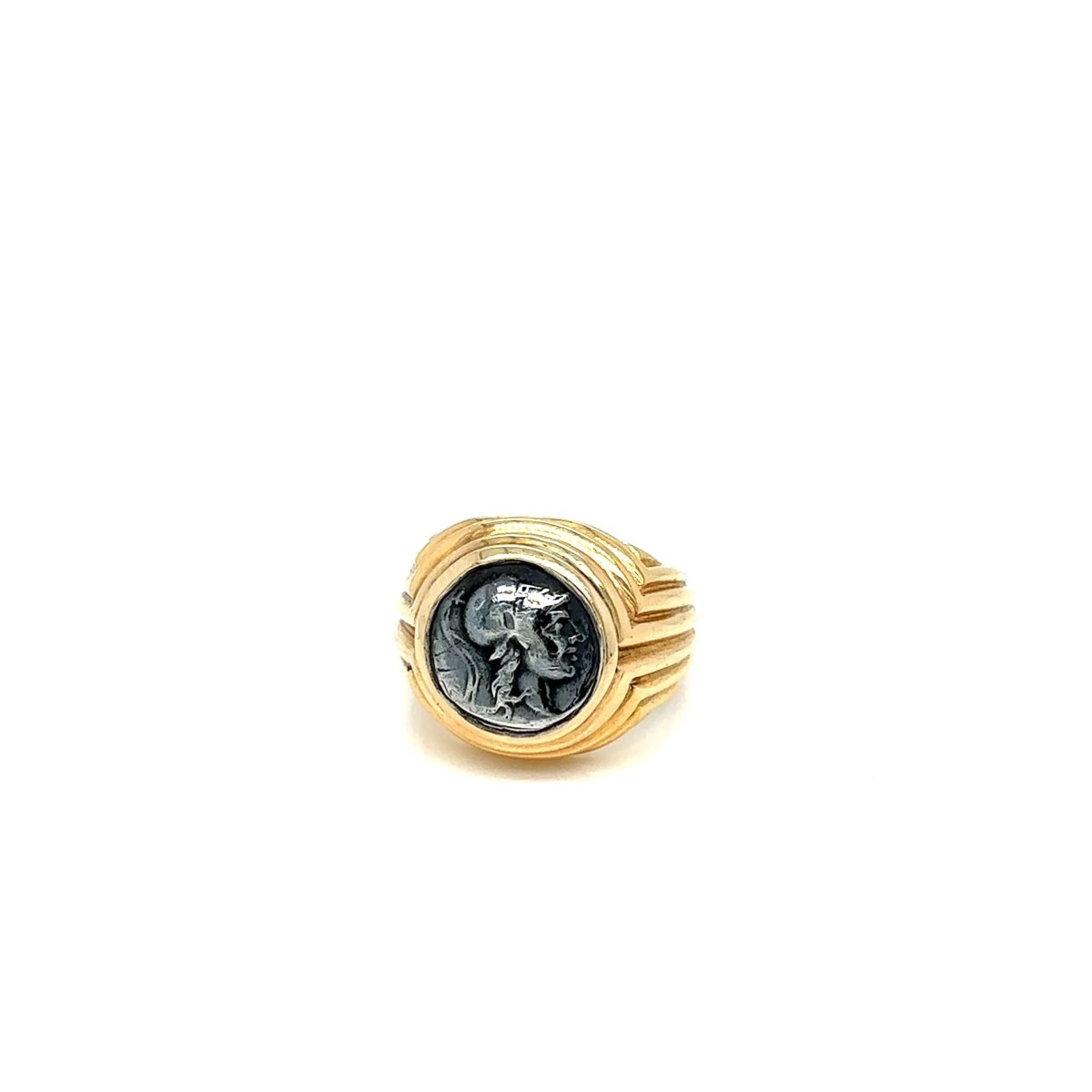 Bulgari Monete Roman Imperatorial Silver Coin Gold Ring - Castafiore