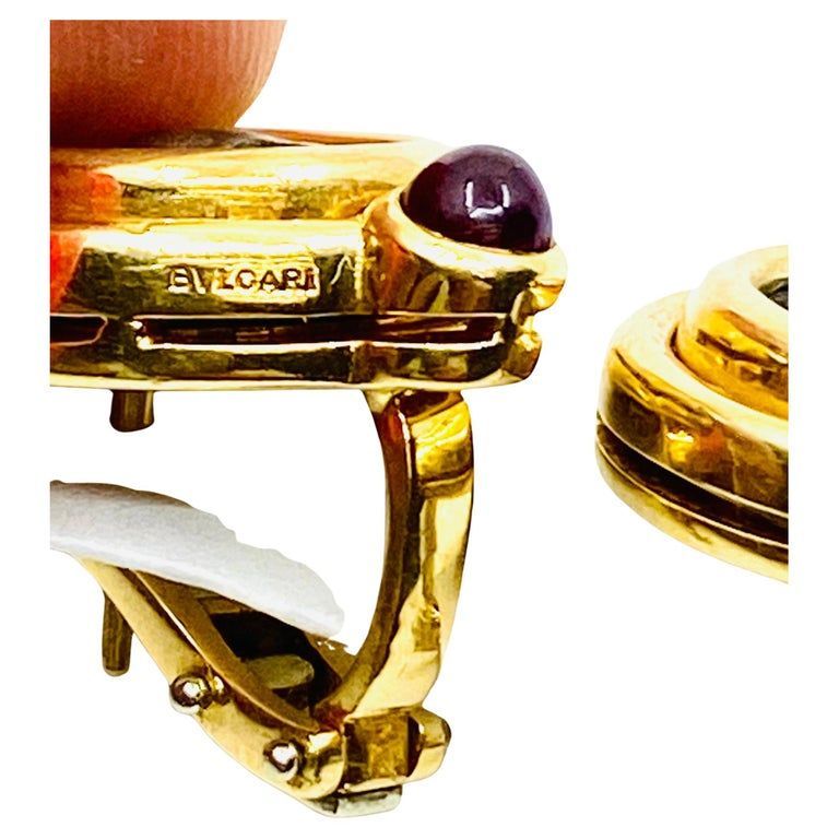Bulgari Monete Ruby Gold Rare Ancient Silver Coin Earrings - Castafiore