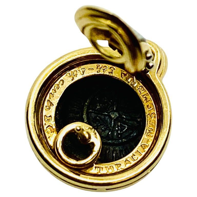 Bulgari Monete Ruby Gold Rare Ancient Silver Coin Earrings - Castafiore