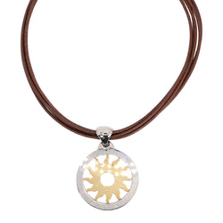 BVLGARI Collier Tondo Sun or acier Grand Modèle - Castafiore