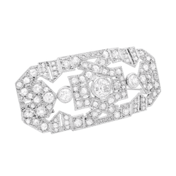 Broche Art Déco en platine, or blanc et diamants.