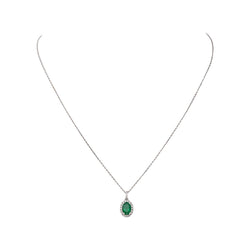 Collier Pendentif Or blanc Emeraude