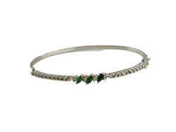 White Gold Bangle Bracelet with Emeralds and Diamonds