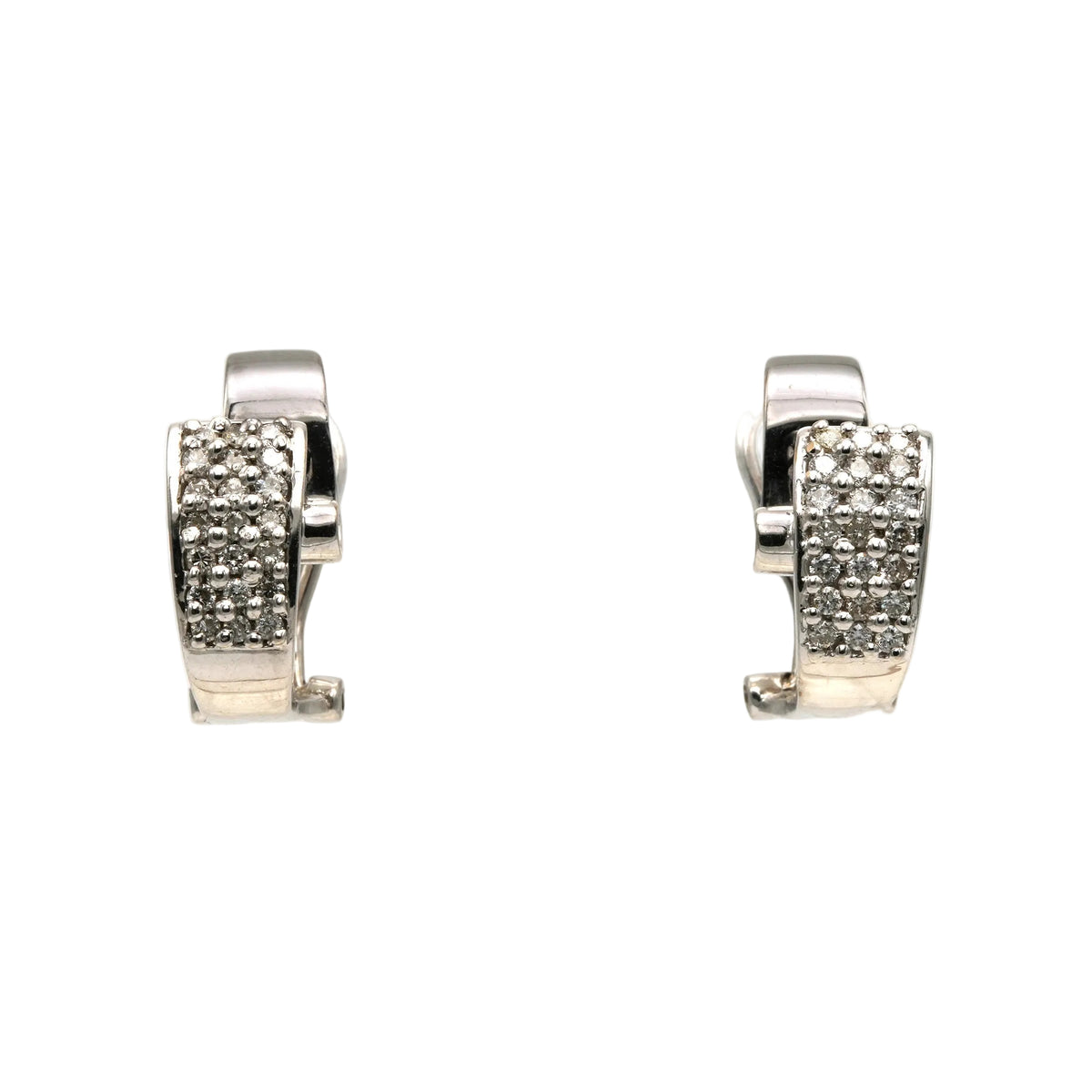 White Gold and Diamond Clip-On Earrings