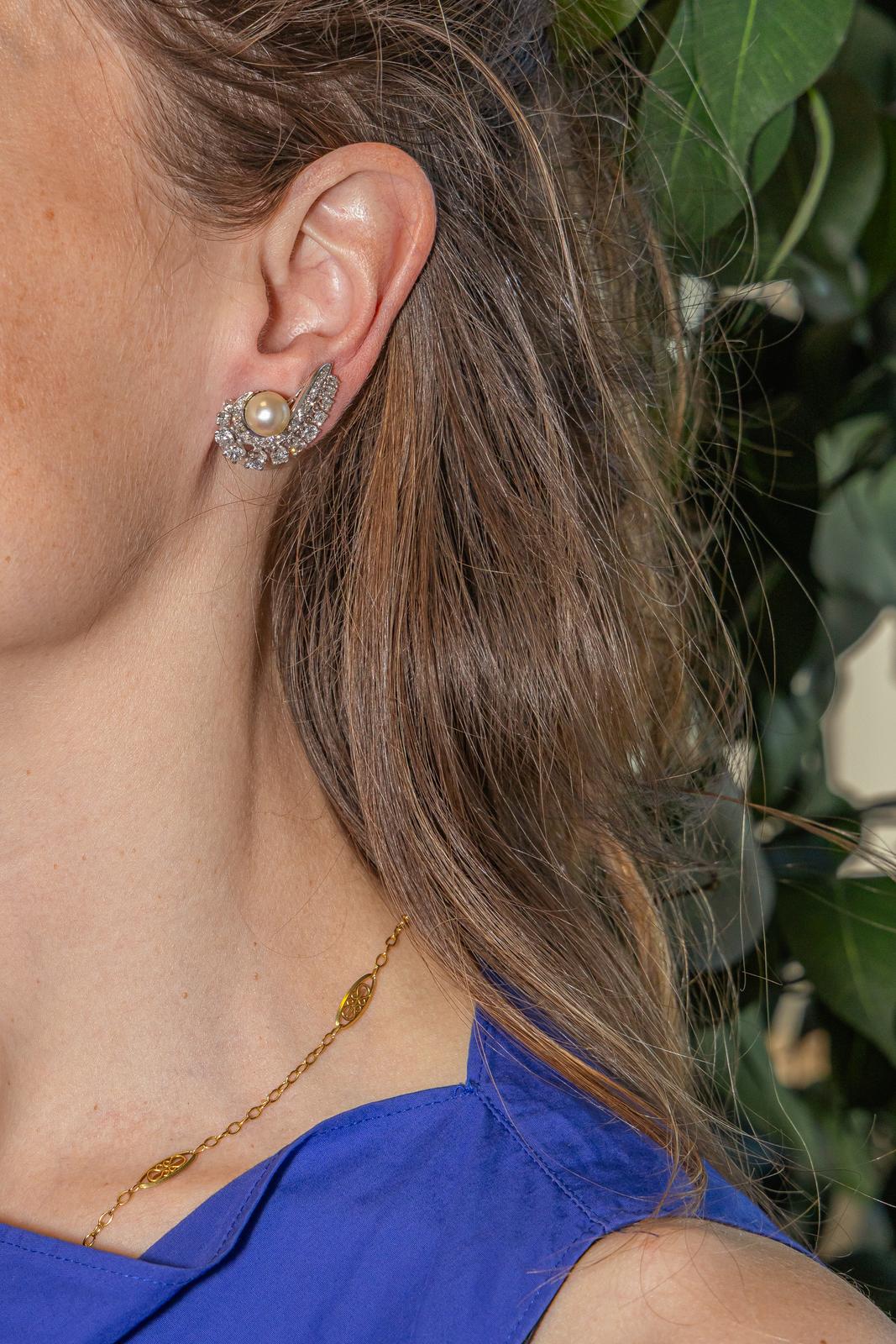 Earrings White gold Pearl