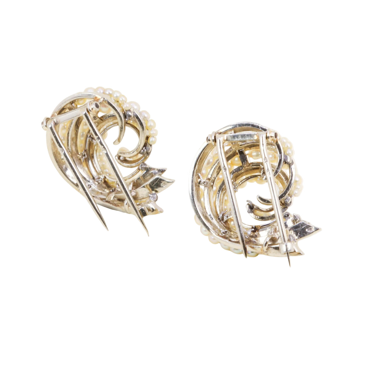White Gold and Pearl Brooches