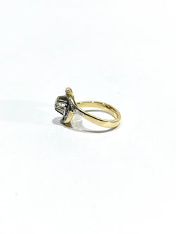 Tourbillon ring in yellow gold, white gold, and diamonds