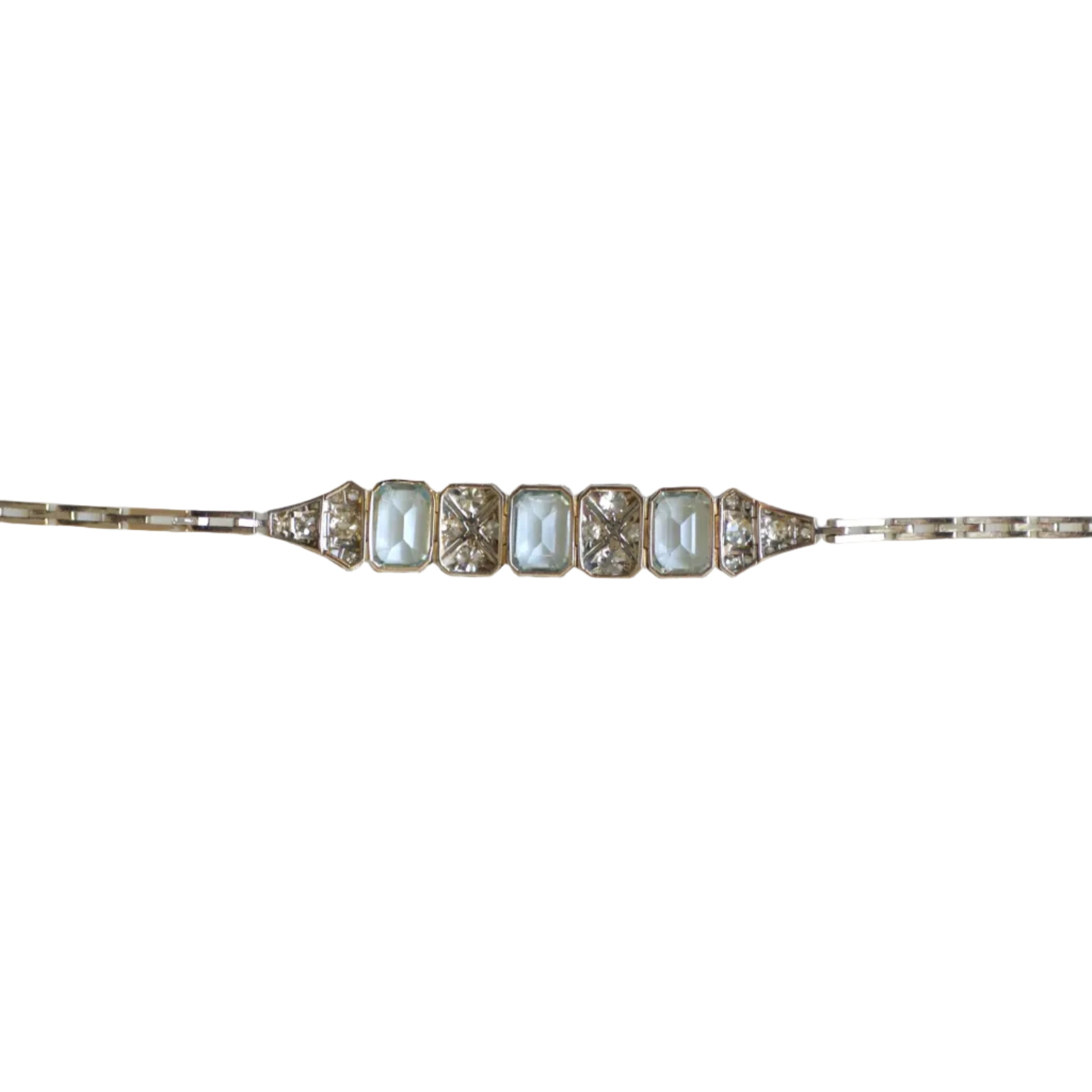 Bracelet en or blanc, aigues-marines et diamants