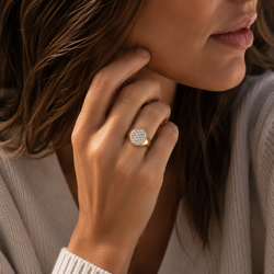Yellow Gold Signet Ring with Diamonds