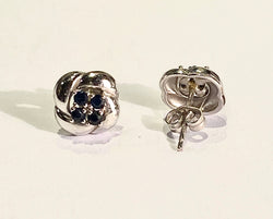 Boucles d'oreilles Puces en or blanc et saphirs