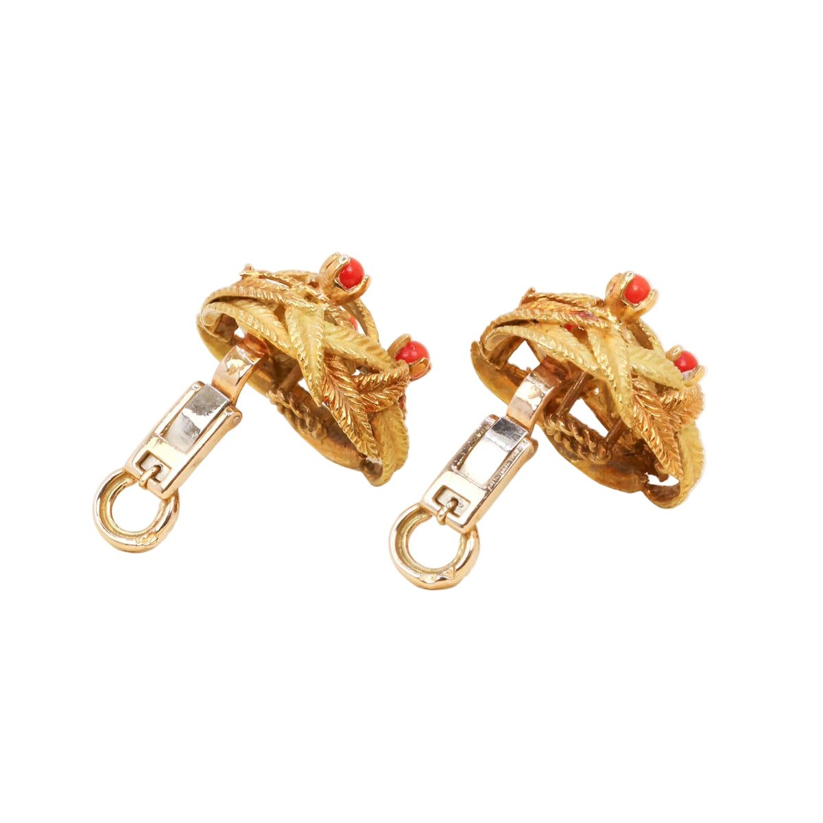 Yellow Gold and Coral Clip-On Earrings