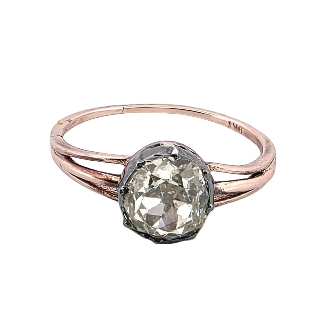 Solitaire Ring in Rose Gold, Silver, and Diamond