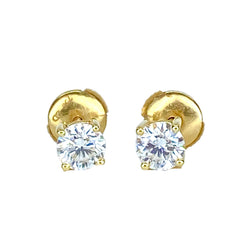 Yellow Gold and Diamond Stud Earrings