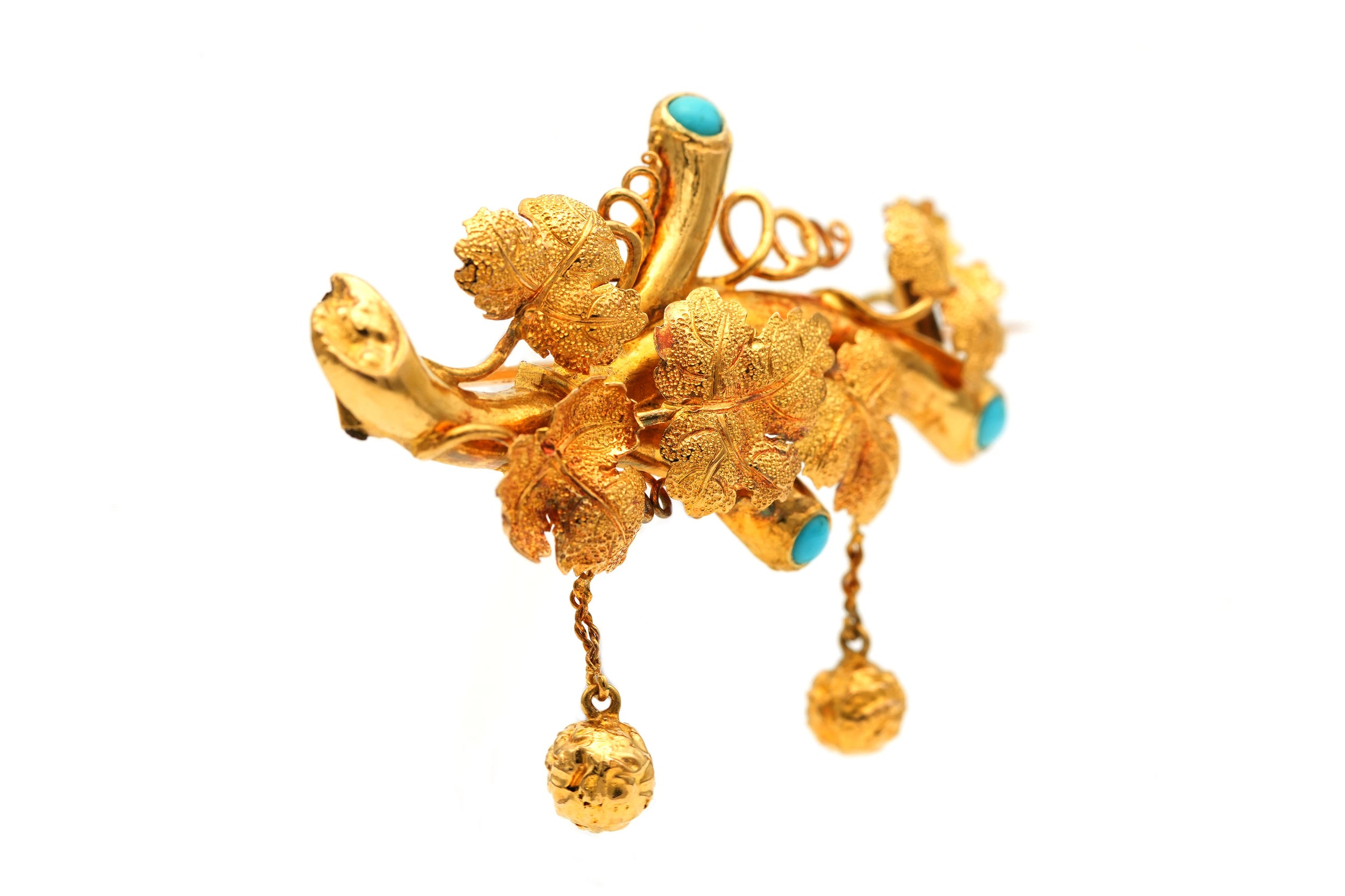 Yellow Gold and Turquoise Brooch