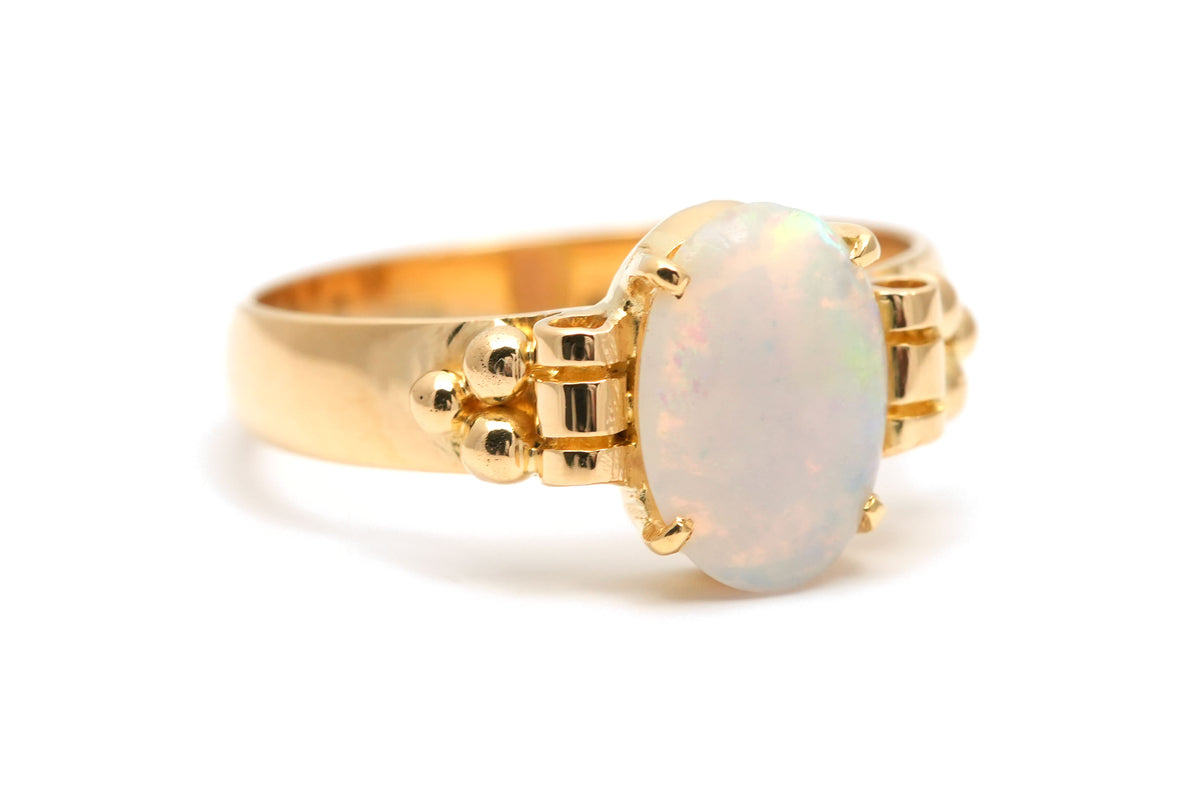 Yellow Gold and Opal Solitaire Ring