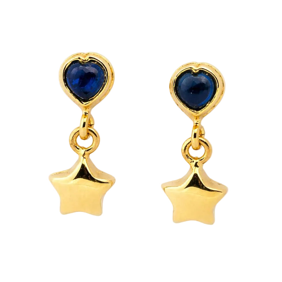 Yellow Gold and Sapphire Dangle Earrings