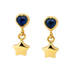 Yellow Gold and Sapphire Dangle Earrings