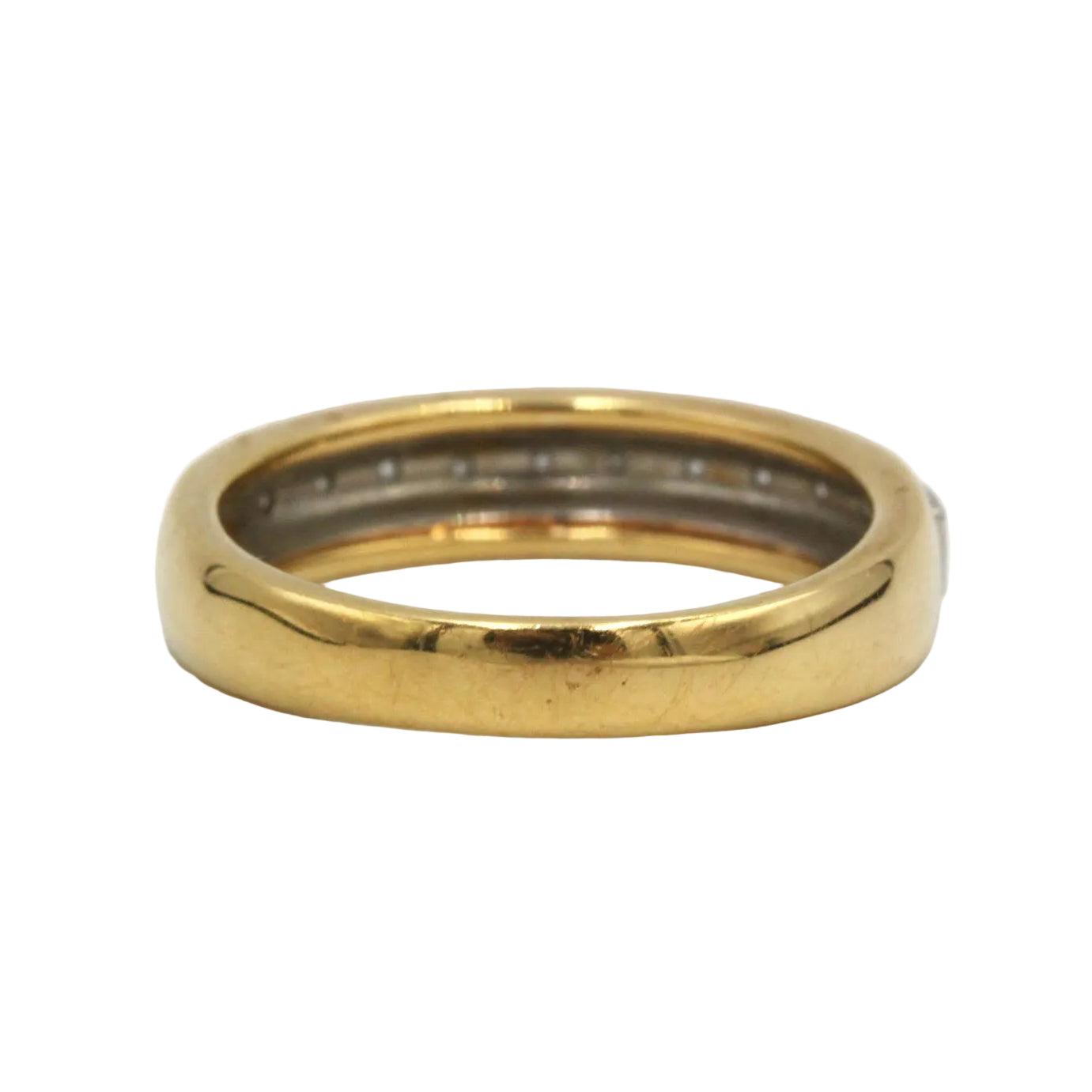 Wedding Band in Yellow Gold, Platinum, and Diamonds