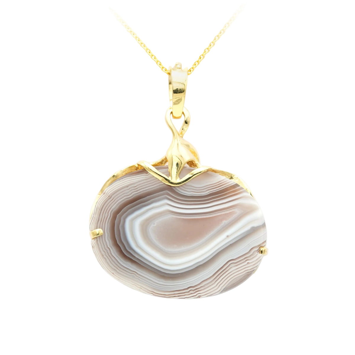 Yellow gold, Agate, and Diamond pendant