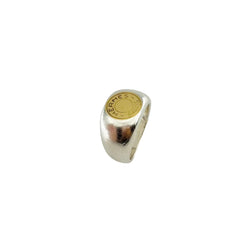 HERMÈS "Clou de selle" Signet ring in Silver and Yellow gold