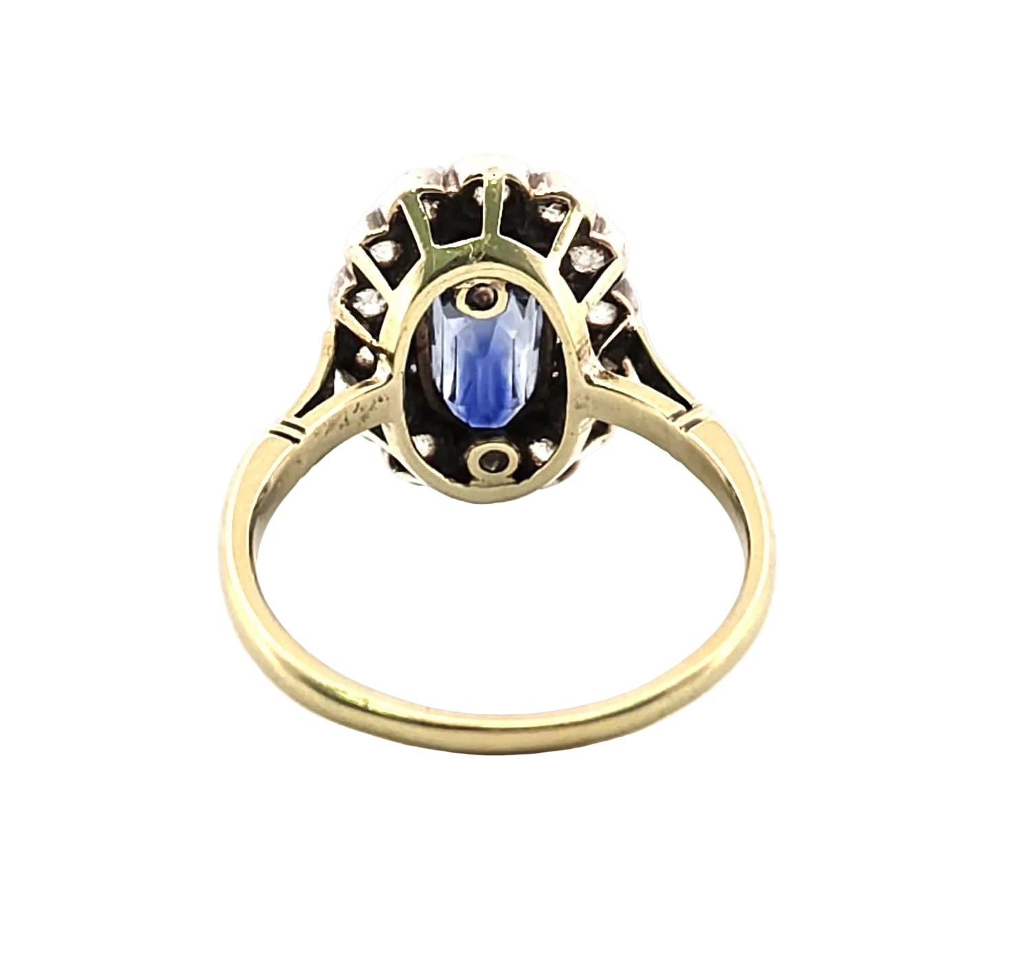 Entourage Ring in yellow gold, silver, sapphire, and diamonds