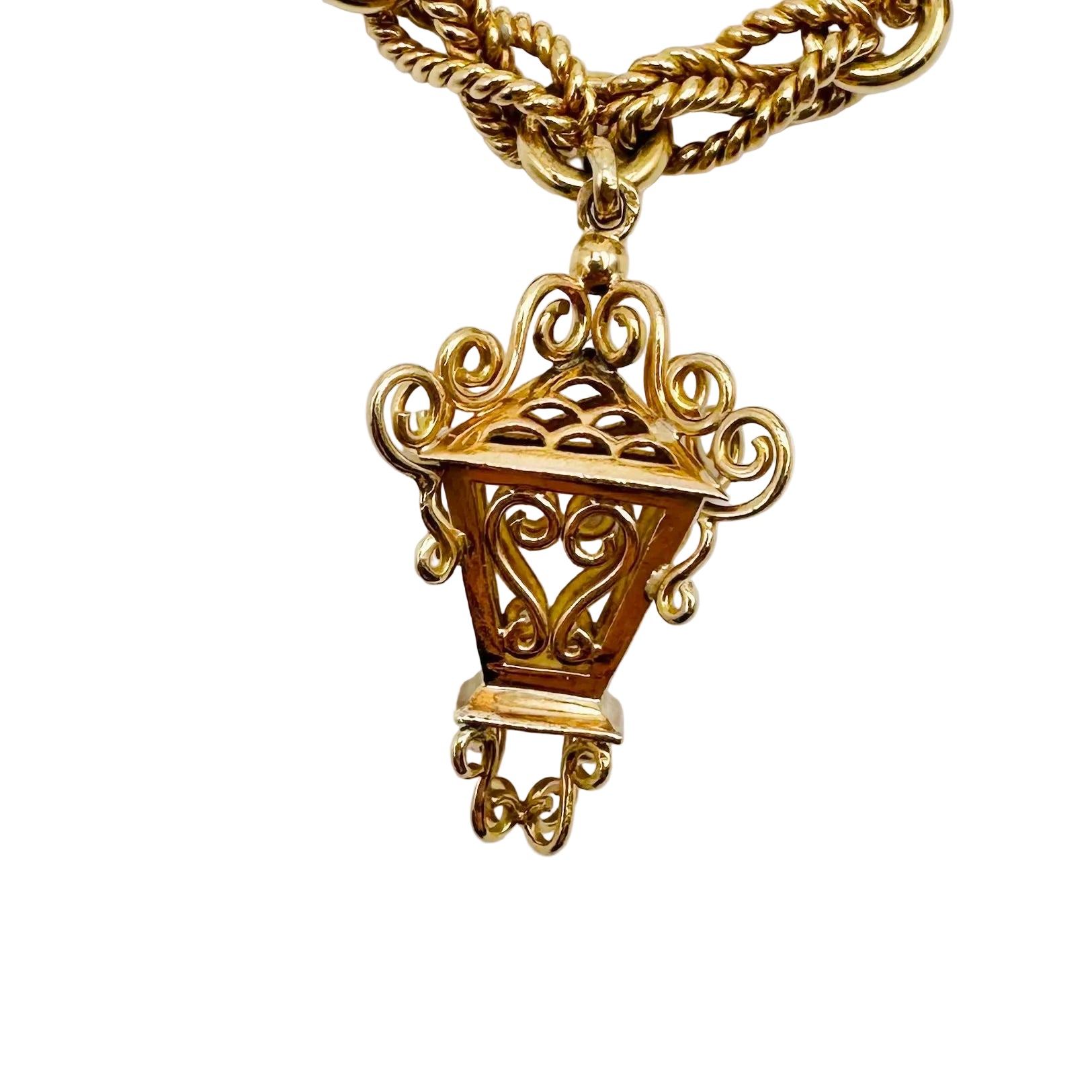 Link Bracelet Yellow gold charms, pearls, amethysts, amazonite, garnet, turquoise, ruby and sapphire