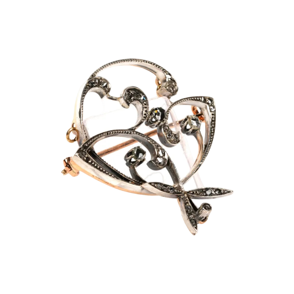 Brooch made of white gold, yellow gold, and diamonds