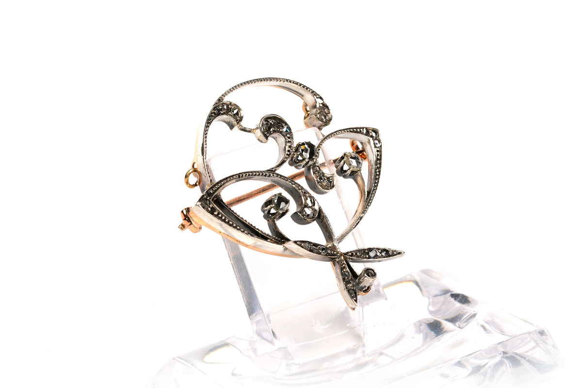 Broche Épingle en or blanc, or jaune et diamants