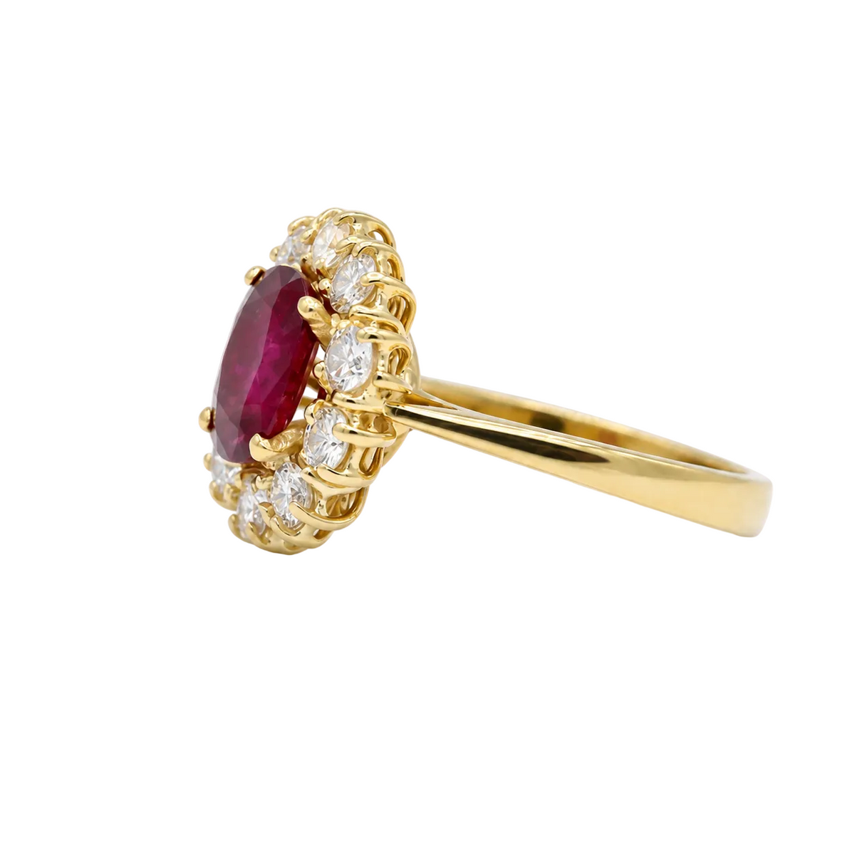 Marguerite Ring in Yellow Gold, Rubies, and Diamonds