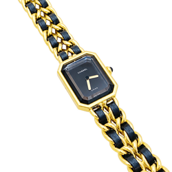 CHANEL "Première" Watch in Gold-plated Metal, Stainless Steel, and Leather