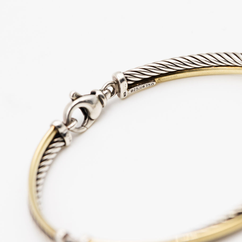 DAVID YURMAN "Crossover" Bracelet in Silver and Yellow Gold