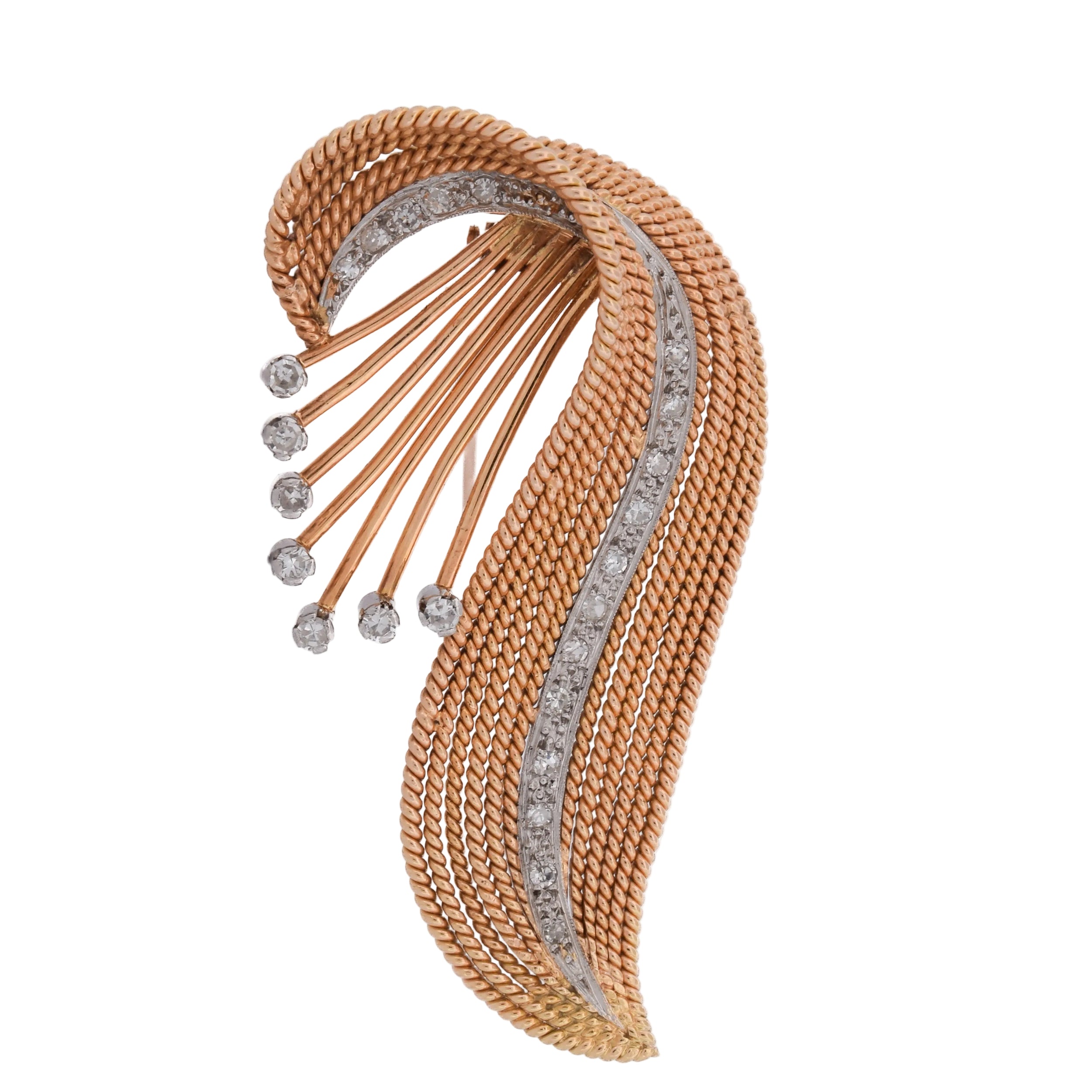 Broce Clip in yellow gold and diamonds