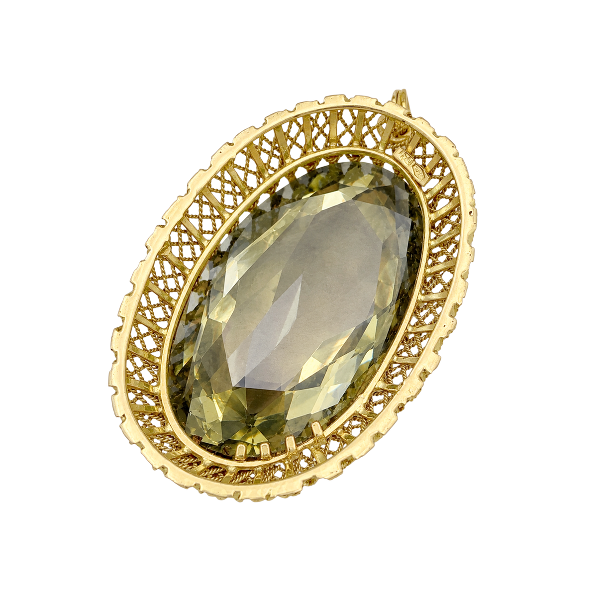 Yellow gold and prasiolite pendant