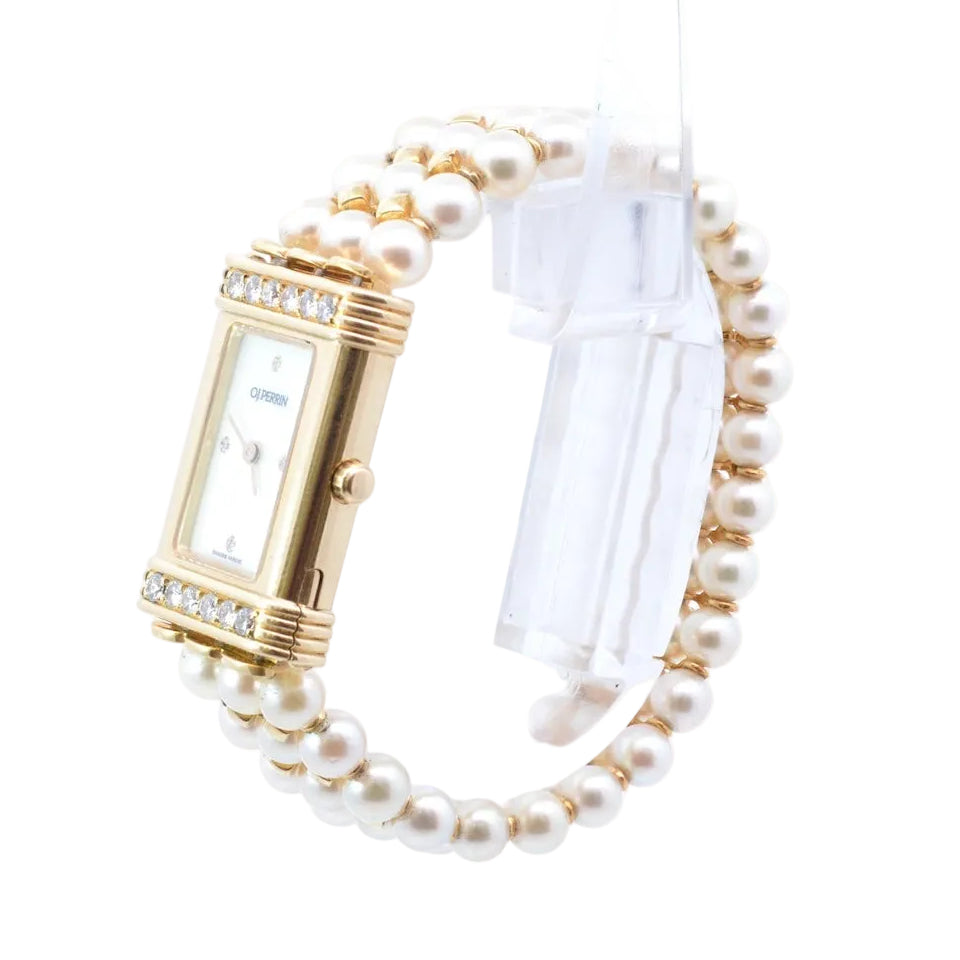 OJ Perrin Watch in Yellow gold, Pearls, and Diamonds